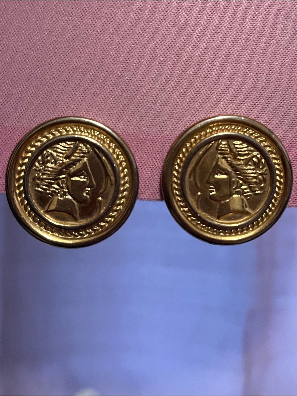 Vintage Monet Gold-Tone Medallion Clip-On Earrings